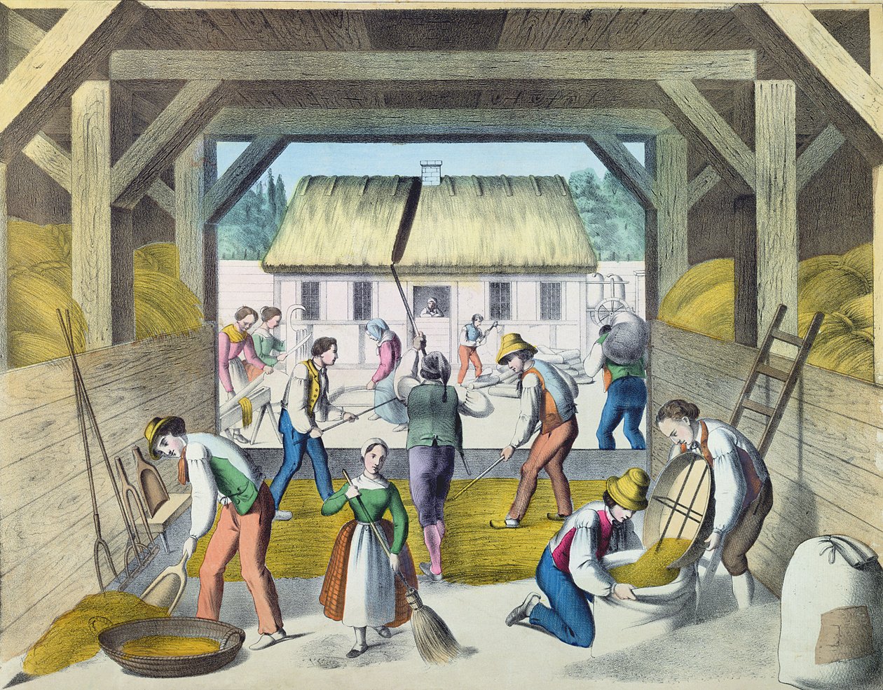 Työ pihalla, luultavasti Itä-Ranskassa, 1800-luvun toinen puoli tekijältä French School
