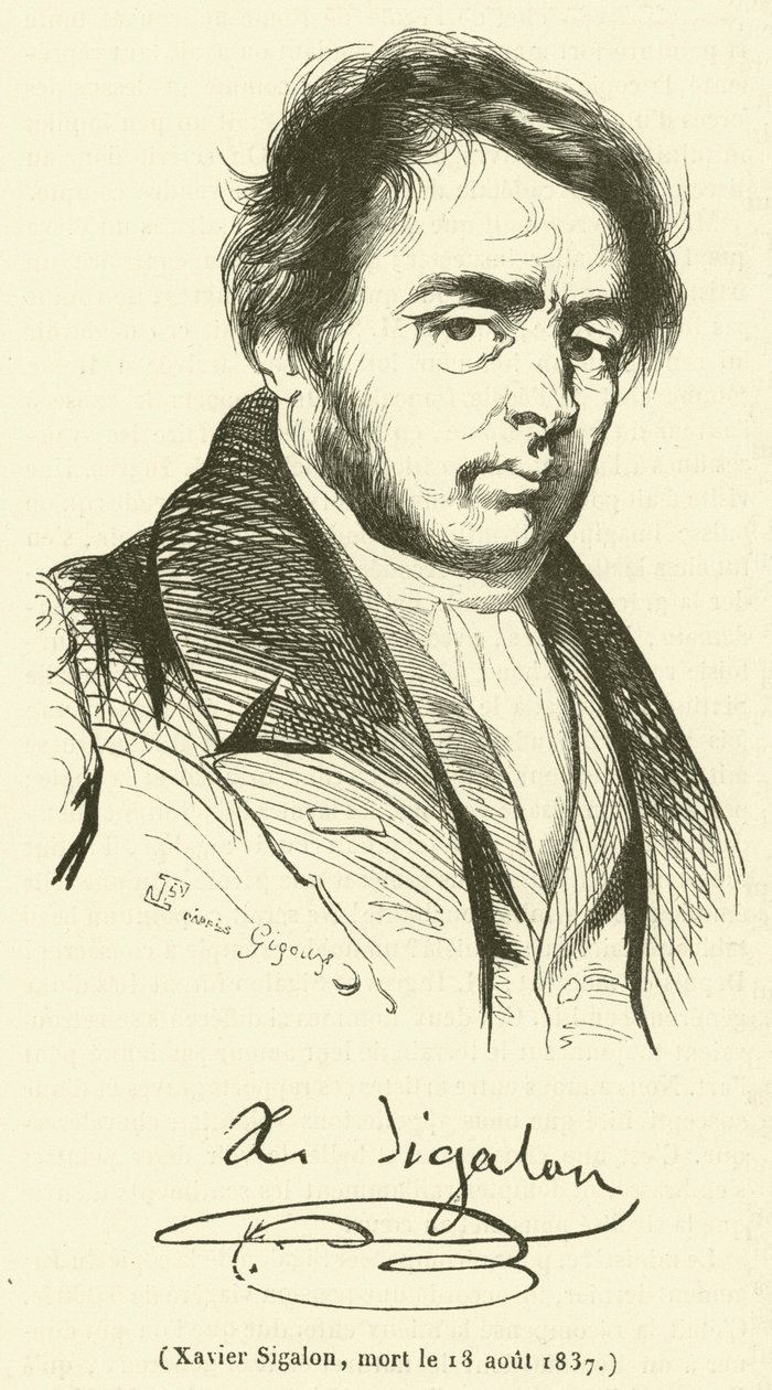 Xavier Sigalon, kuollut 18. elokuuta 1837 (kaiverrus). tekijältä French School
