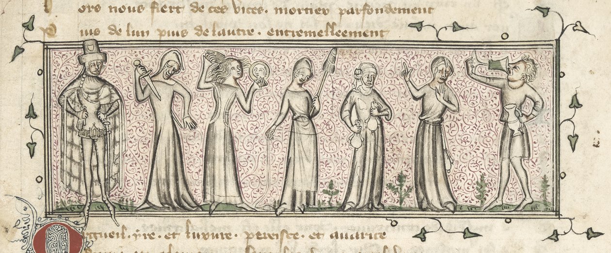 Yates Thompson 21, f. 165, Seven Deadly Sins, n.1380 (vellum) tekijältä French School