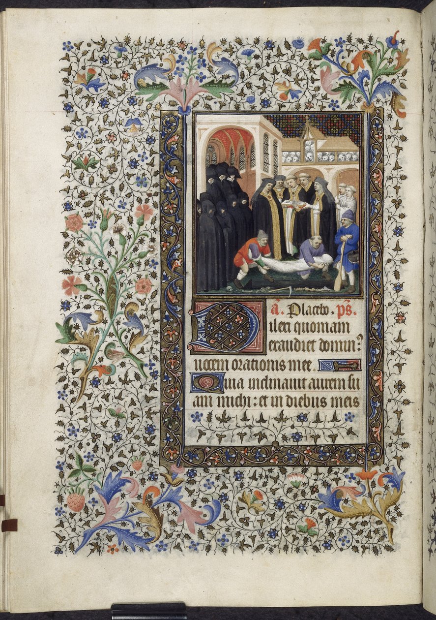 Yates Thompson 46 f156 v - Kuolleiden hautaaminen, n. 1410-20 (vellum) tekijältä French School