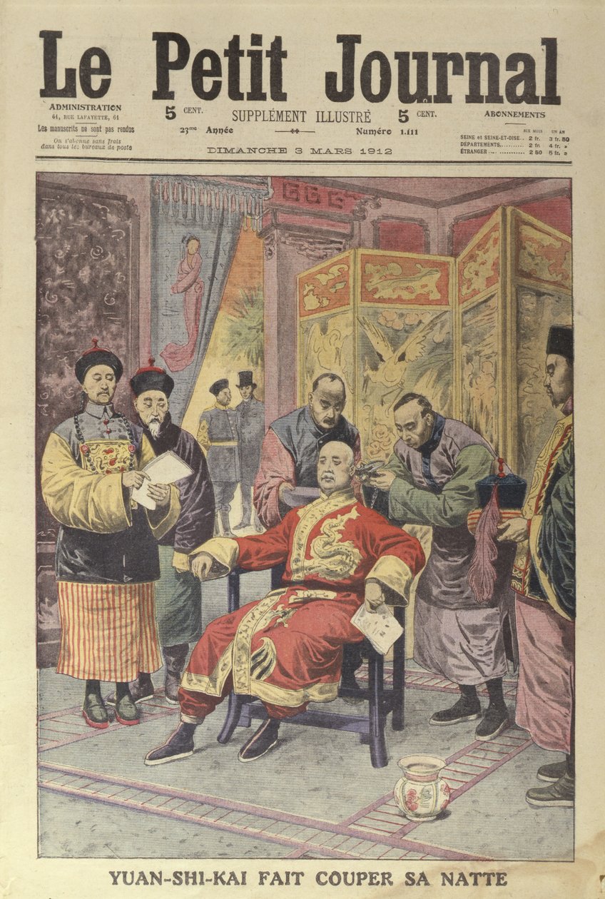 Yuan-Shi-Kai (1859-1916), jonka letku on leikattu pois, Le Petit Journalin kansi, 3. maaliskuuta 1912 tekijältä French School