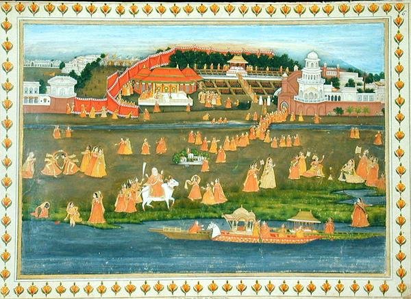 Zenana of Muhammad Shahin vierailulla maassa vuonna 1774 julkaistusta The Gentil Albumista (guassi paperilla) tekijältä French School