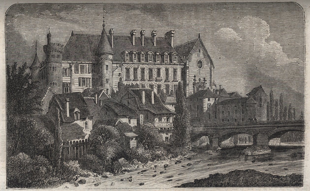 La Palice -linna Lapalissen kunnassa Allierin departementissa - Victor Duruyn (1811-1894) kaiverrus kirjaan "Histoire de France" - 1882 tekijältä French School