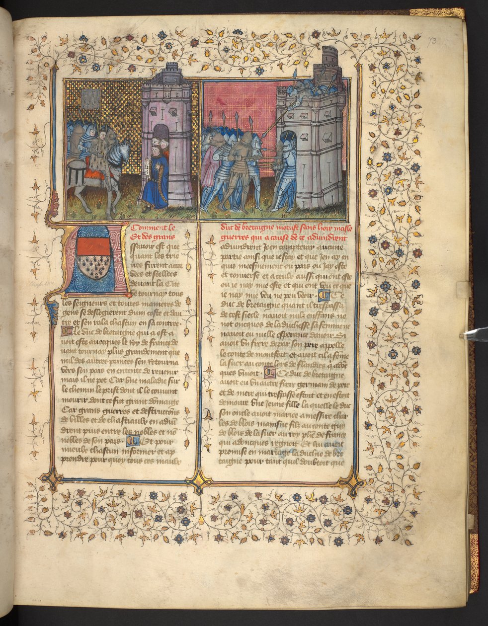 f. 73: Brestin piiritys, "Ranskan ja Englannin kronikat", kirjoittanut Jean Froissart (vellum) tekijältä French School