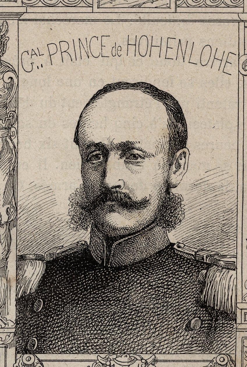 saksalaisen kenraalin Clovis de Hohenlohe-Schillingsfurstin muotokuva - 1870-71 (kaiverrus) tekijältä French School