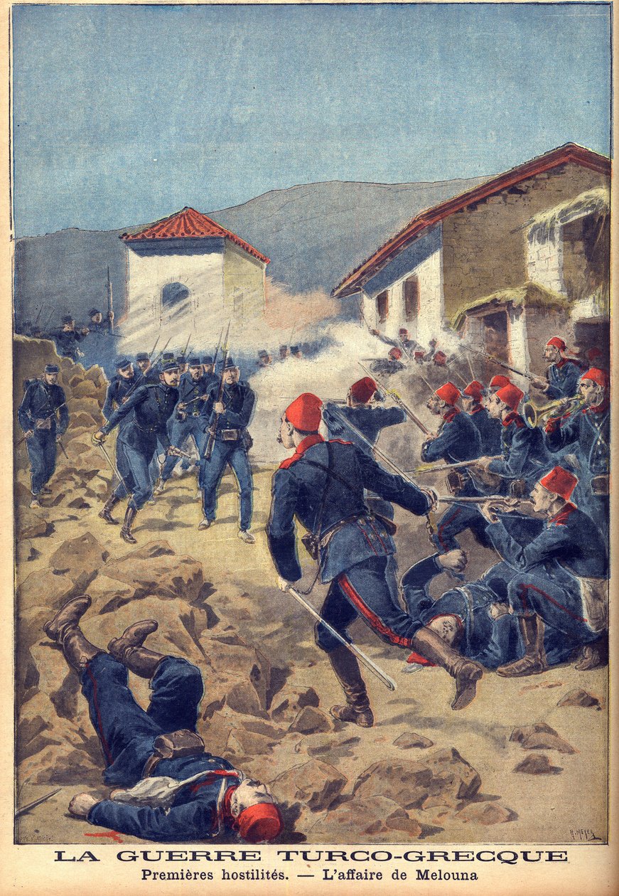 Kreikan ja Turkin sota 1897 (kolmenkymmenen päivän sota) - yksi ensimmäisistä taisteluista Thessaliassa tekijältä French School