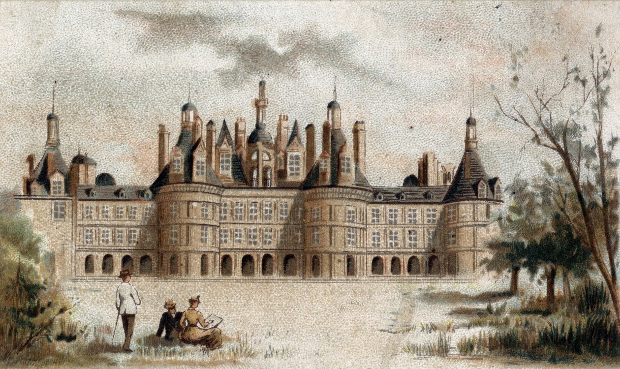 näkymä Chateau de Chambordille (Loir et Cher). tekijältä French School