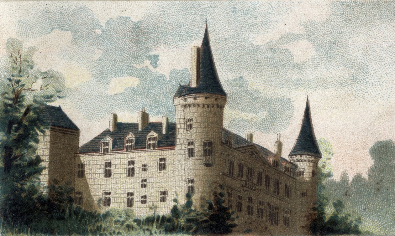 näkymä Bazochesin linnalle (Nievre). tekijältä French School