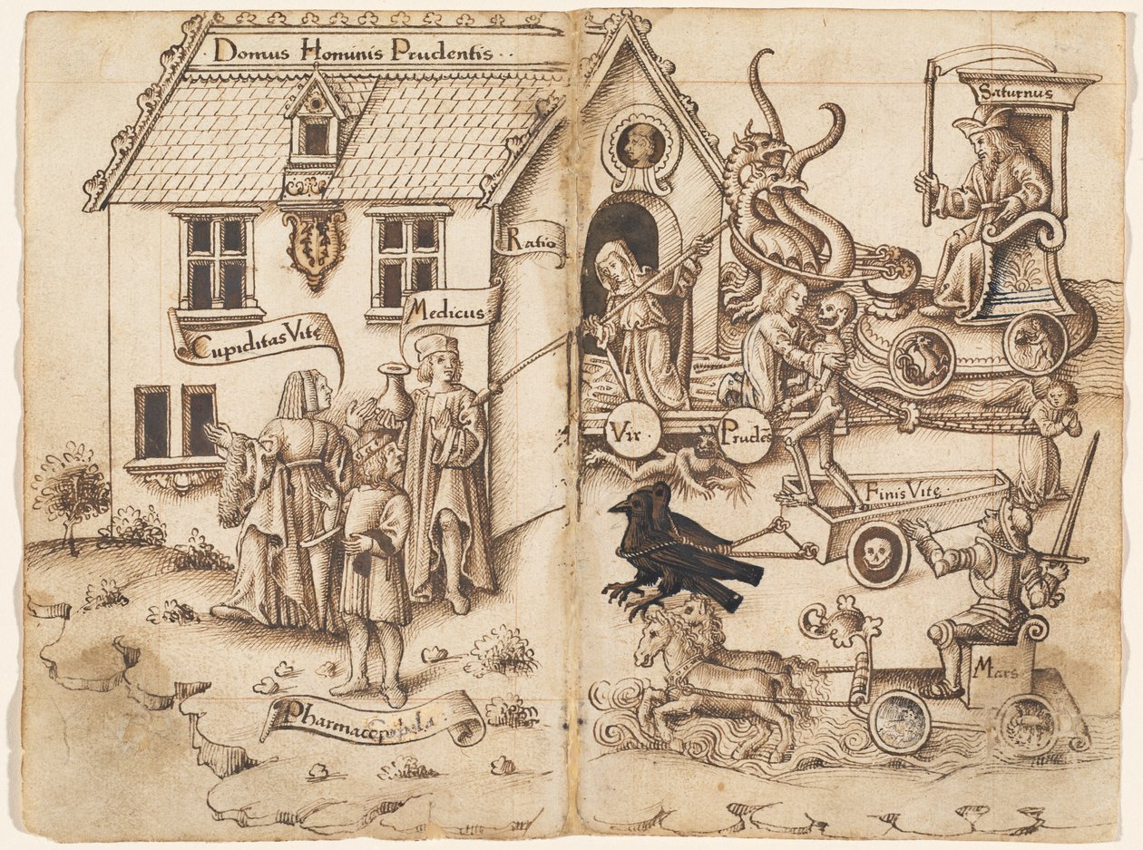 "Älä käänny takaisin, kun saavut lopussa" [fol. 26 verso / 27 recto] tekijältä French early 16th Century