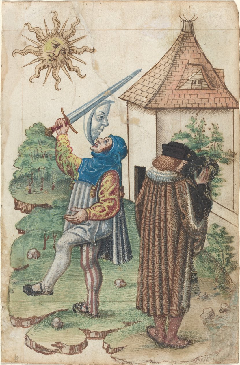 "Älä puhu aurinkoa vastaan" ja "Älä tee vettä aurinkoa kohti" [fol. 39 recto] tekijältä French early 16th Century