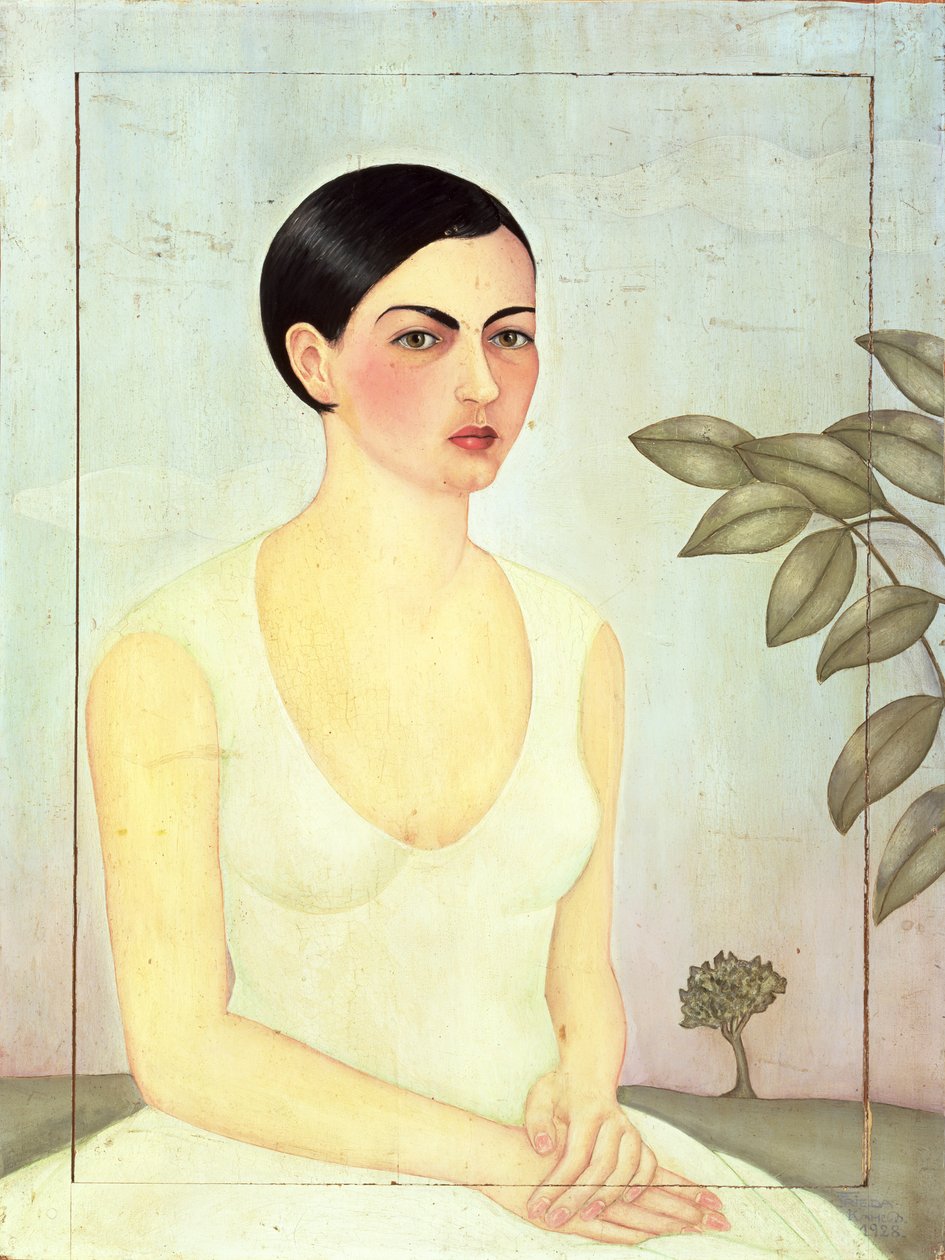 Dama de Blanco (Valkoinen nainen) 1928 (öljy paneelille) tekijältä Frida Kahlo
