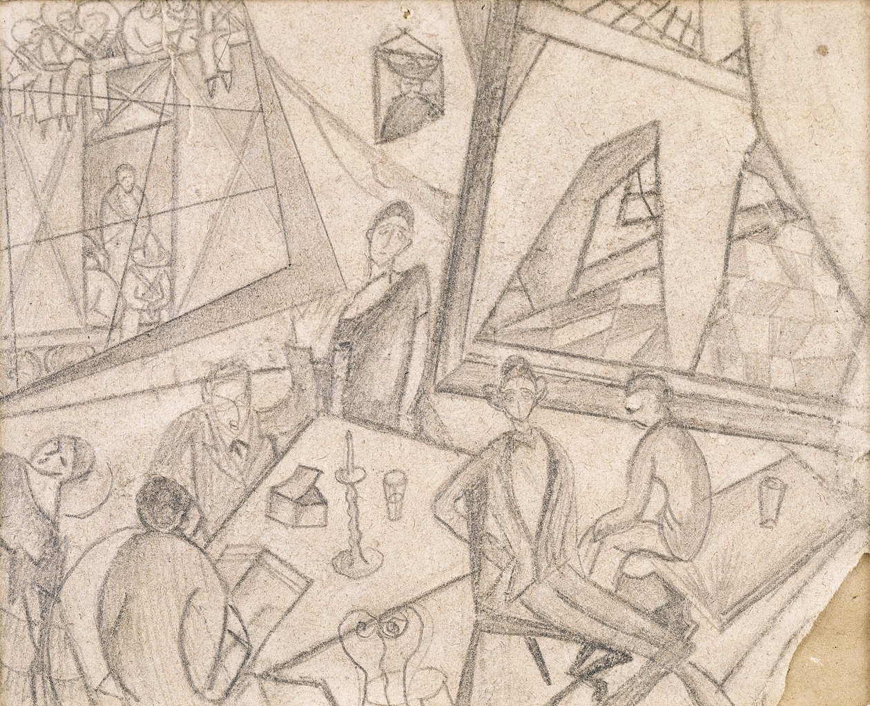 Frida ja hänen aikalaisensa, noin 1925 (lyijykynä paperille). tekijältä Frida Kahlo