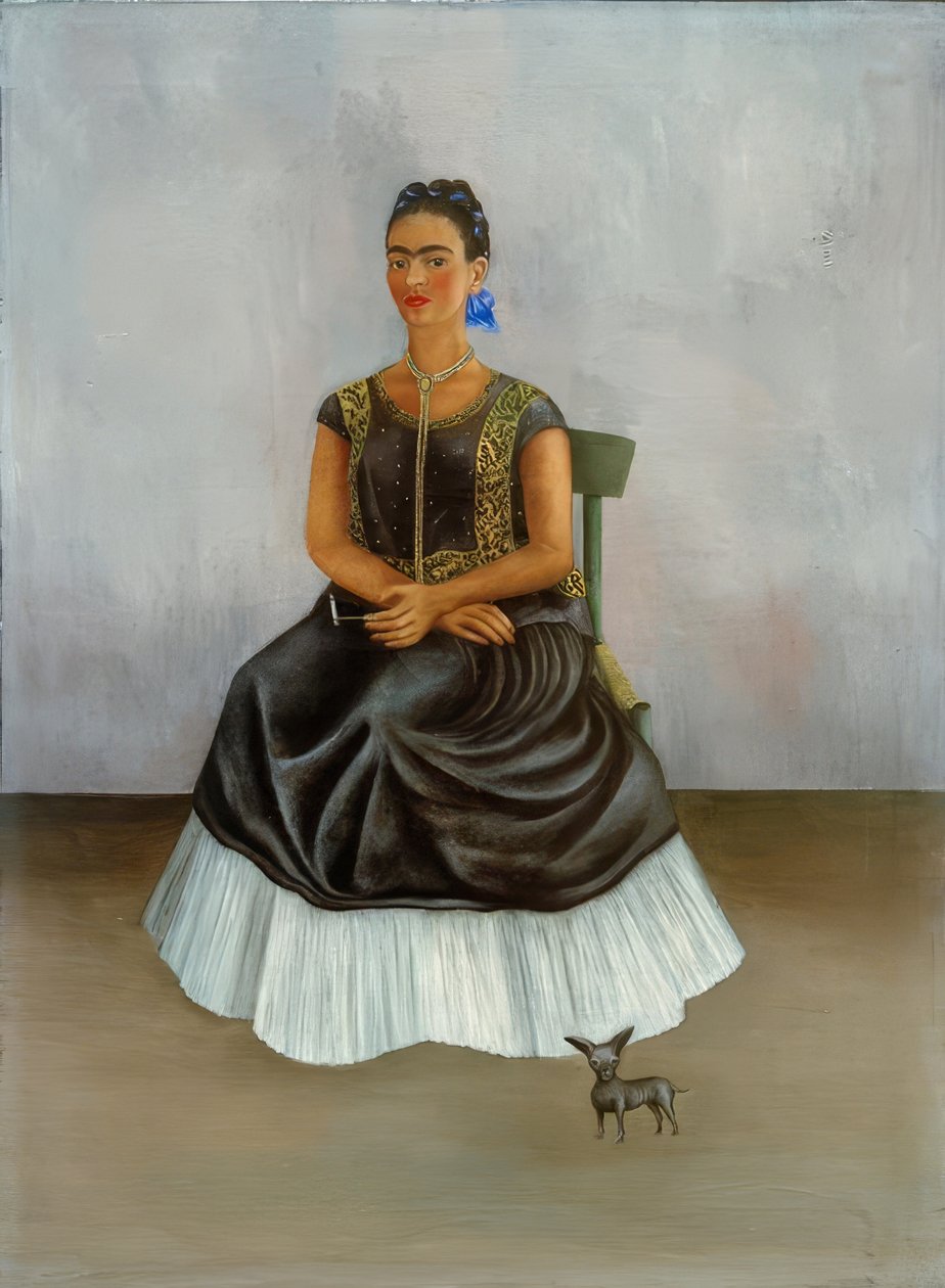 Itzcuintli koira kanssani (omakuva) tekijältä Frida Kahlo