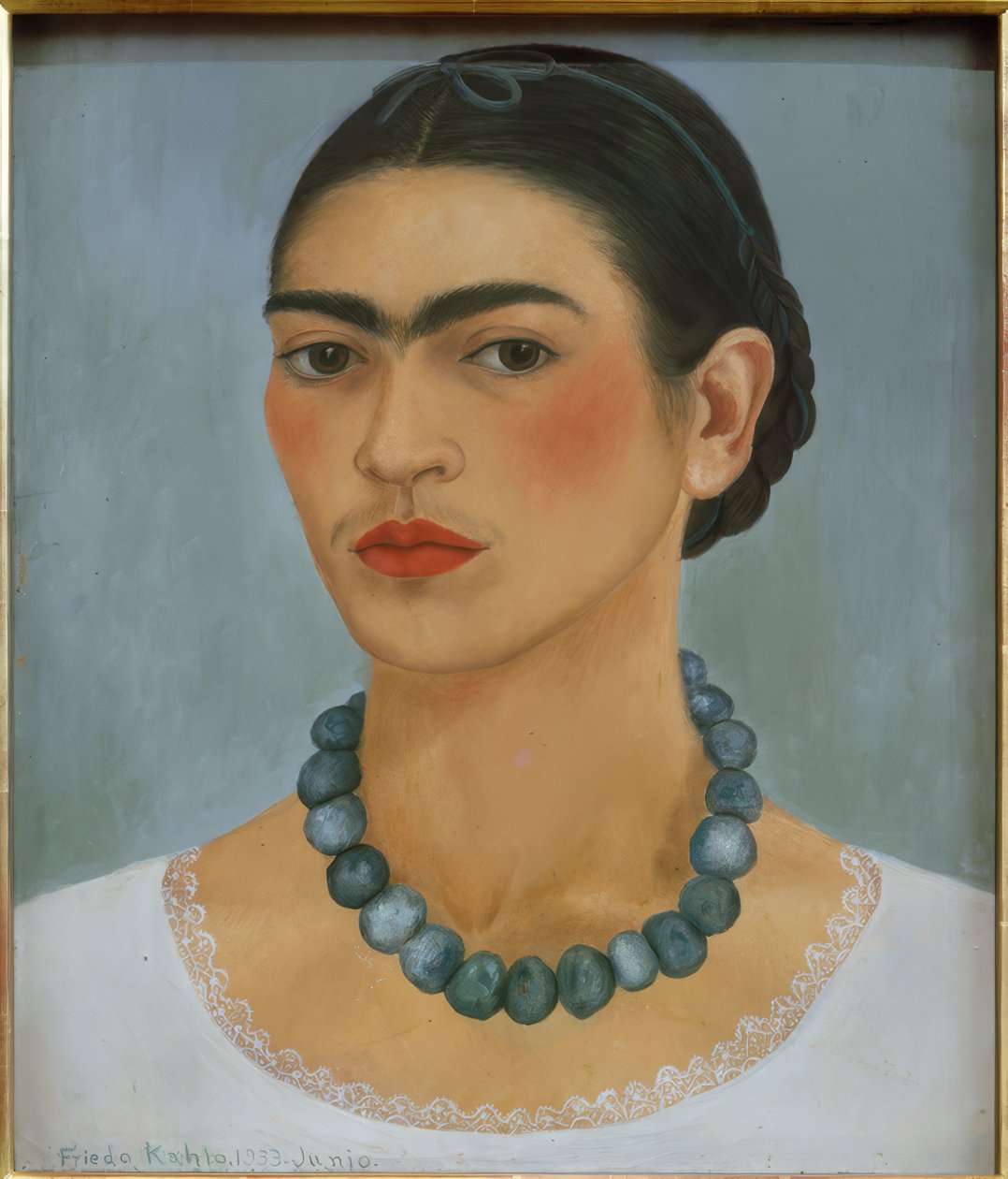 Omakuva kaulakorun kanssa tekijältä Frida Kahlo