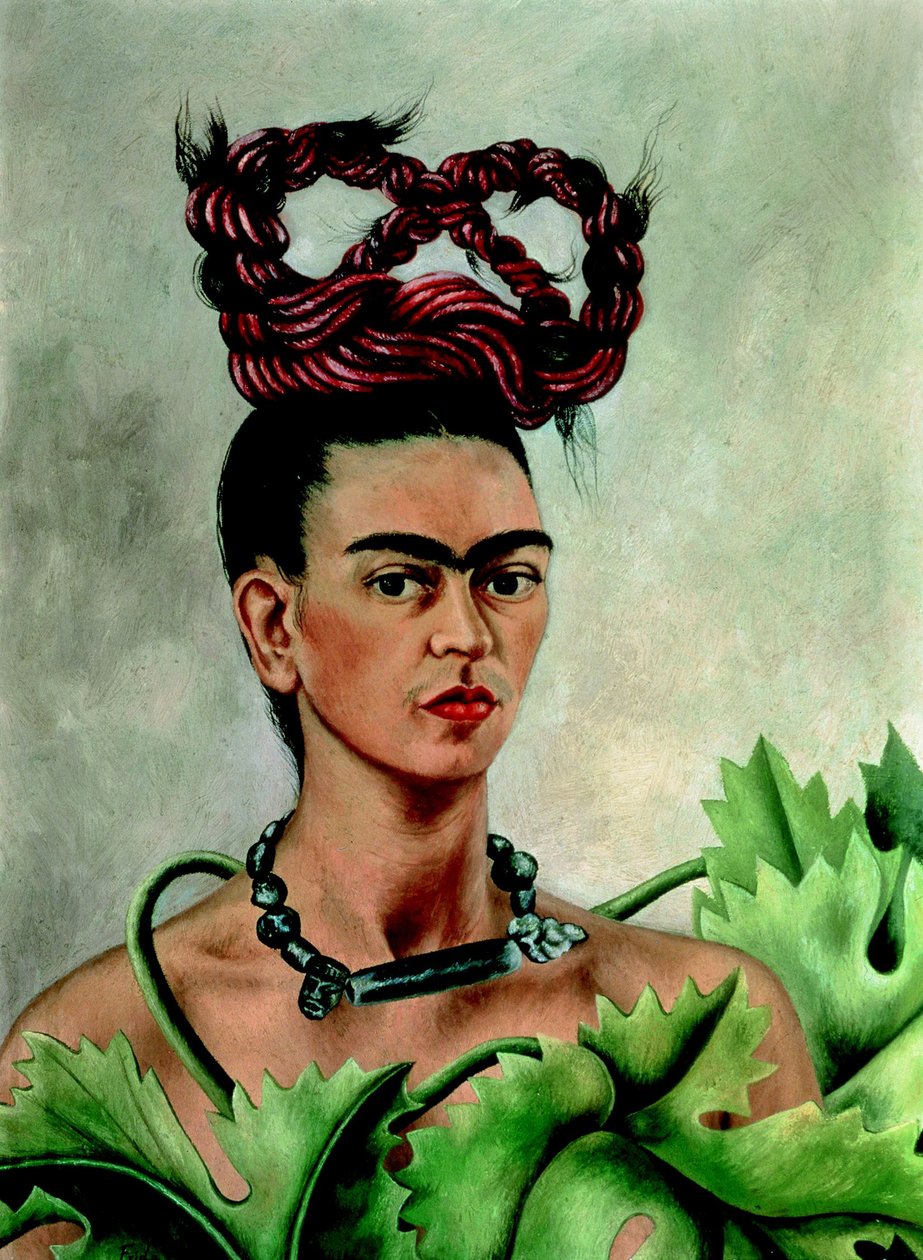 Omakuva punoksen kanssa tekijältä Frida Kahlo