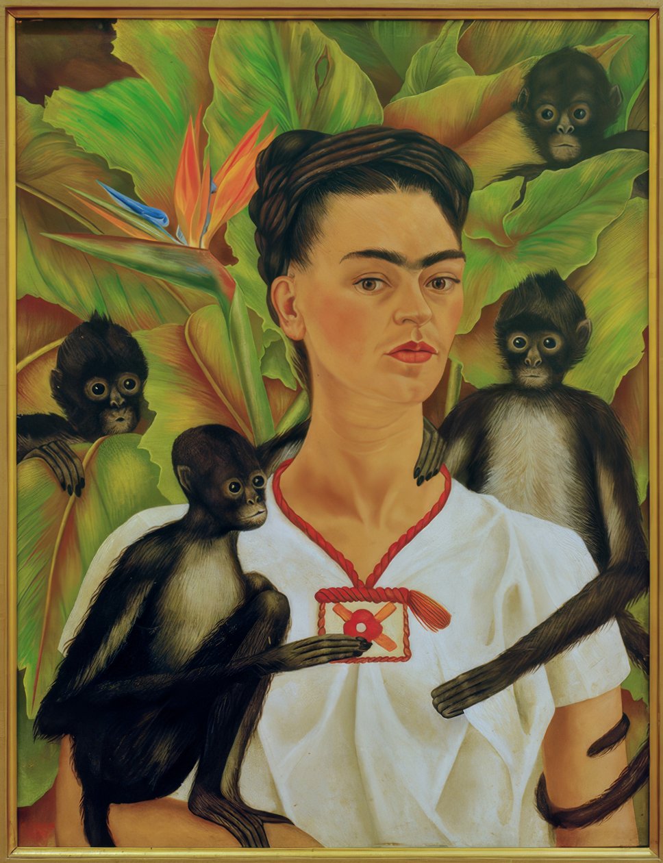 Omakuva apinoiden kanssa tekijältä Frida Kahlo