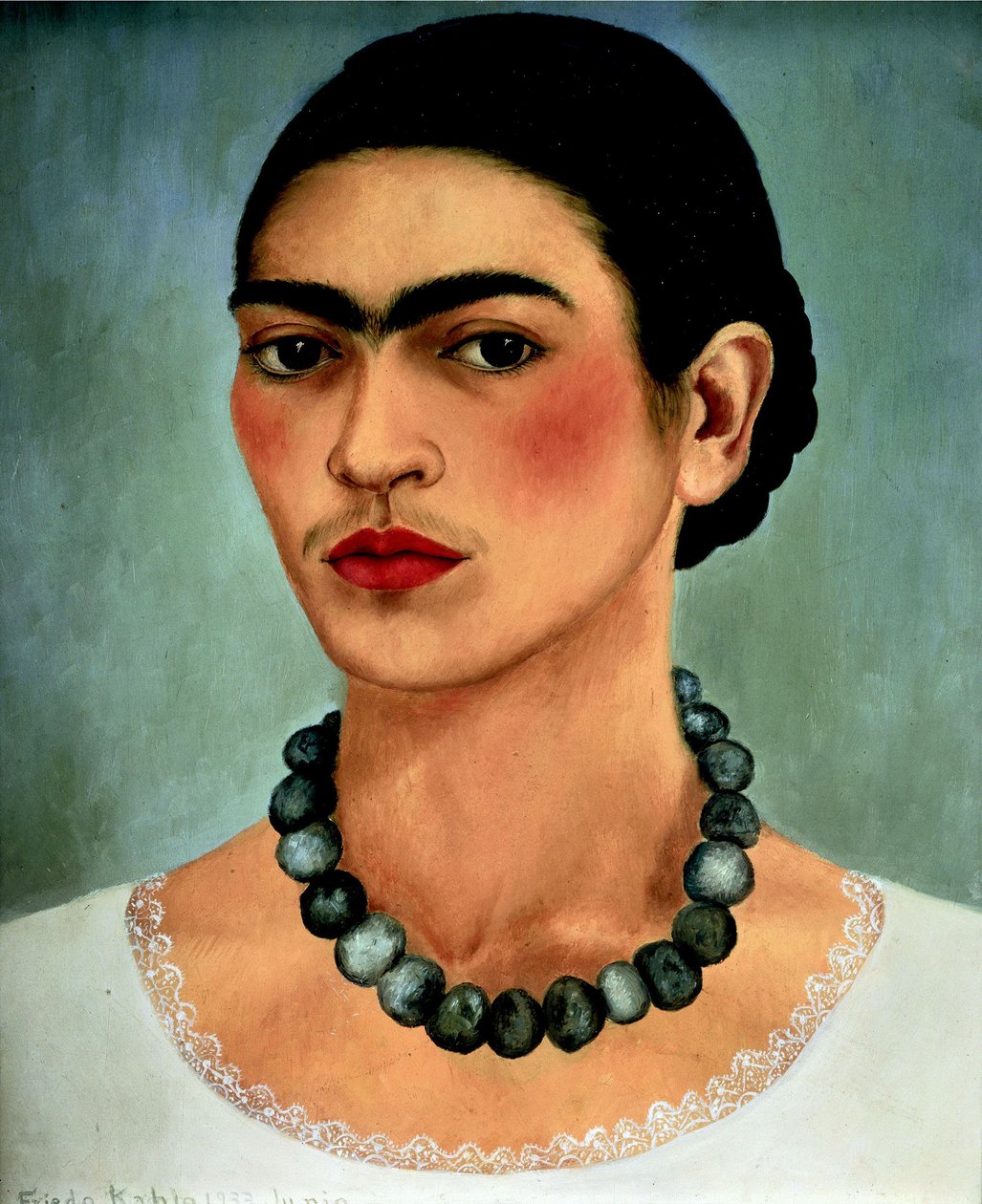 Omakuva kaulakorun kanssa tekijältä Frida Kahlo