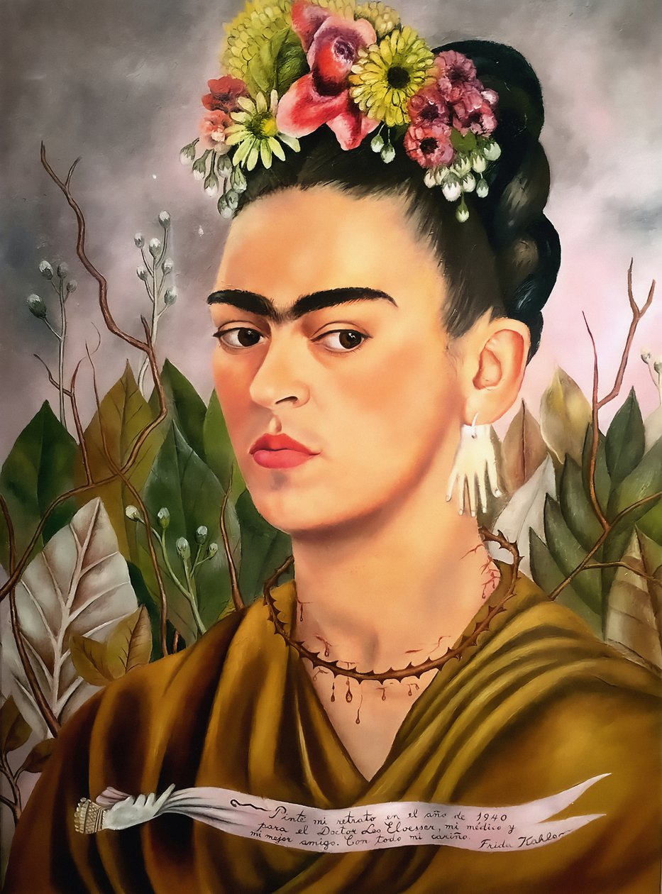 Omakuva, omistettu tohtori Eloesserille tekijältä Frida Kahlo