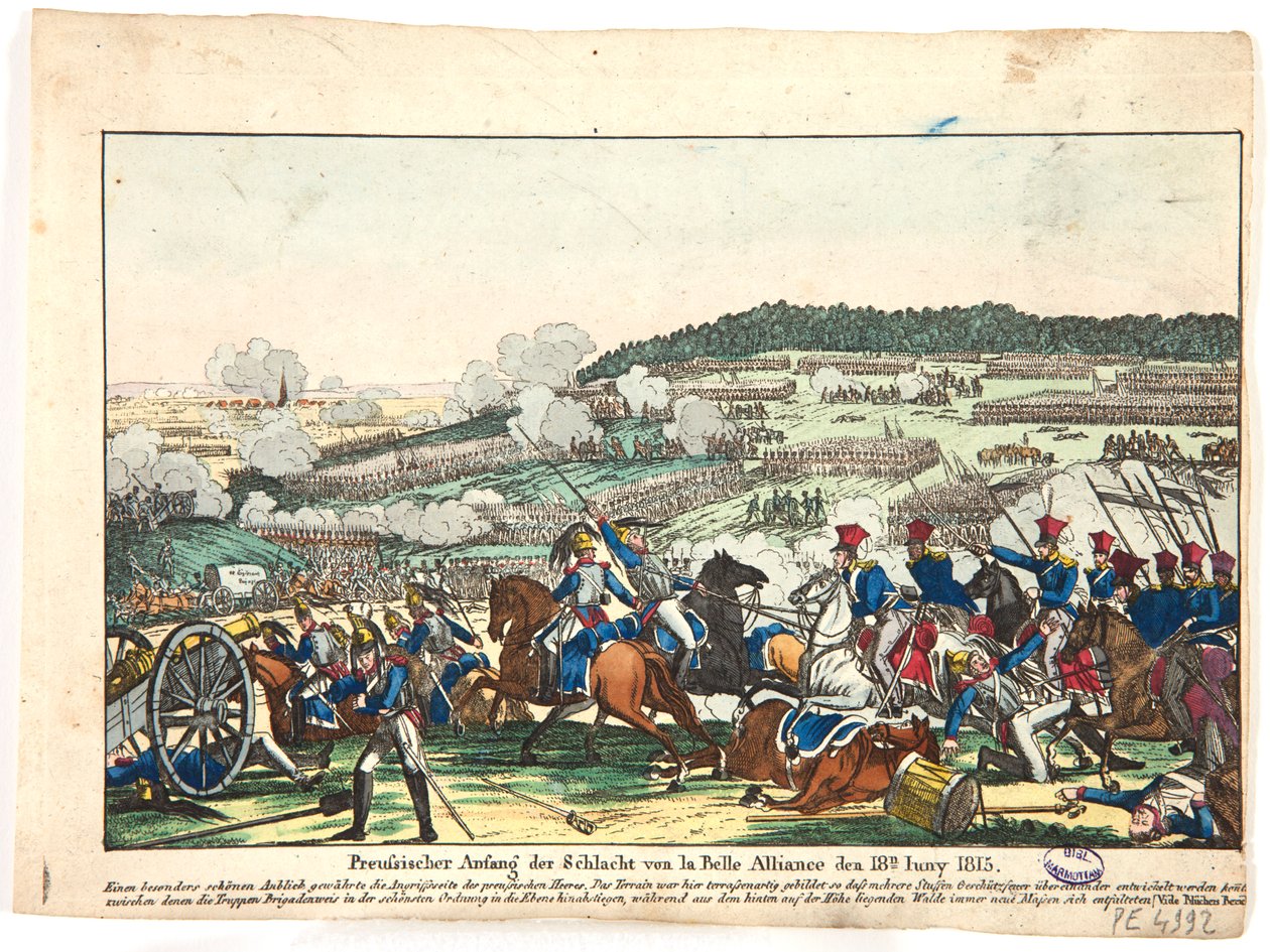Waterloon taistelun alku Preussin puolella, 18. kesäkuuta 1815, 1815 tekijältä Friedrich Campe
