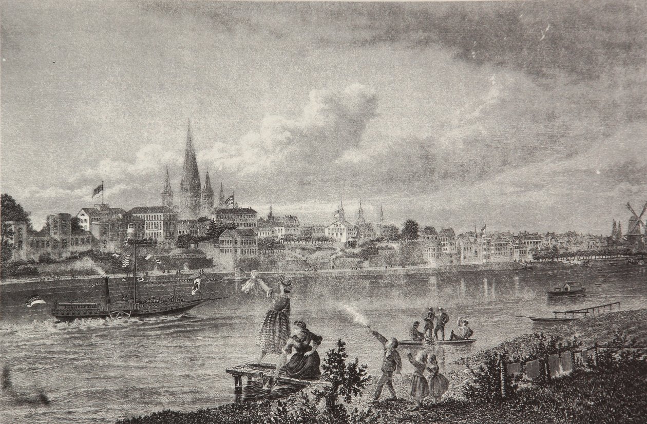Stahlstich aus einem Rheinalbum von Friedrich Foltz tekijältä Pierre Joseph Redouté