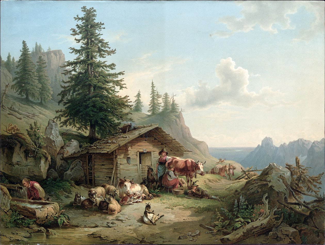 Alpenhütte auf dem Schafberg tekijältä Friedrich Gauermann