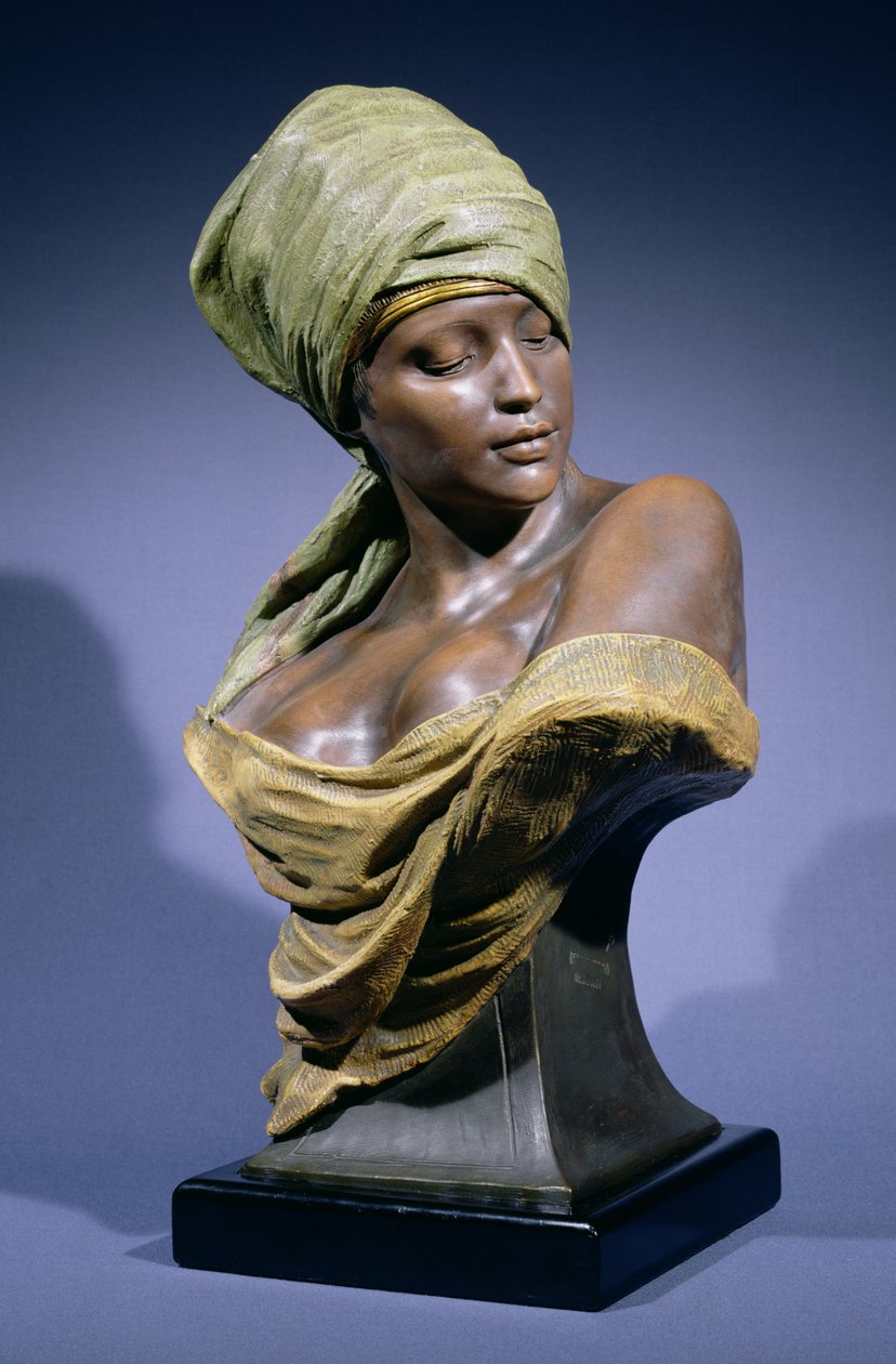 Nubian Girl (käsinmaalattu terrakotta) tekijältä Friedrich Goldscheider