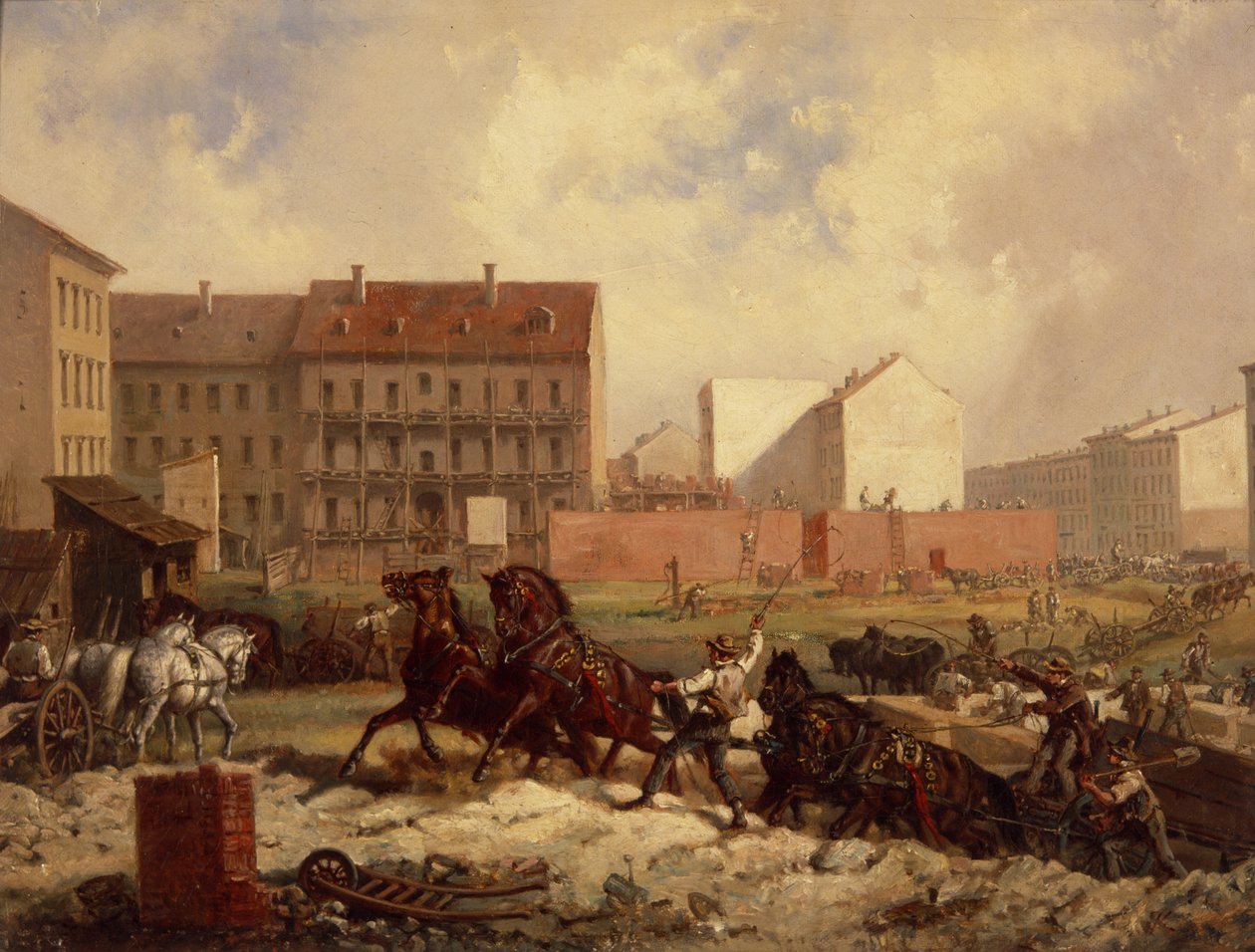 Promoterismin aika: Grenadierstrassen rakentaminen, Berliini, n. 1875 tekijältä Friedrich Kaiser