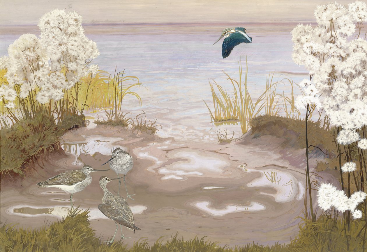 Lintu Elben mutatasoilla, 1910 (tempera kortilla) tekijältä Friedrich Lissmann