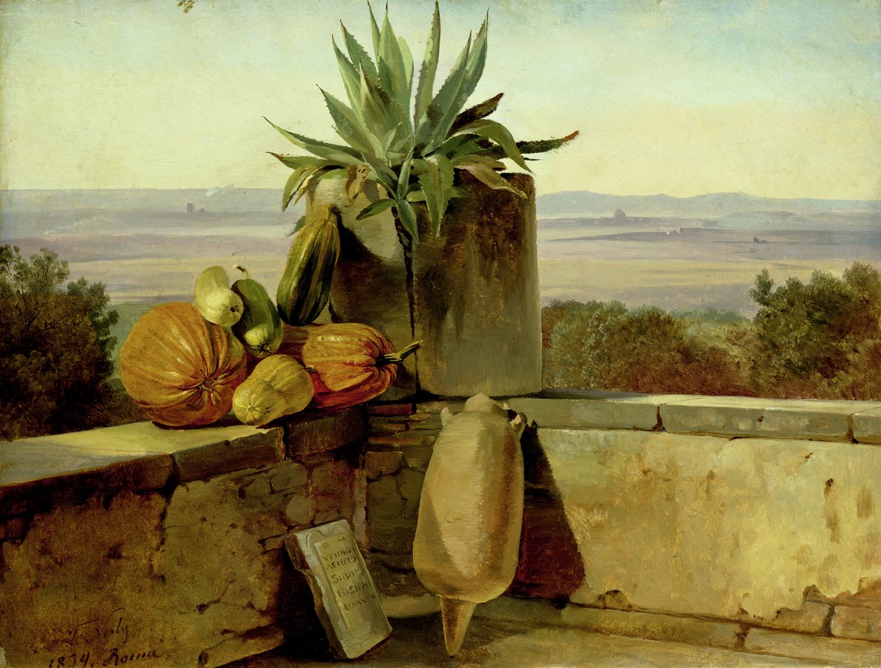 Roomalainen parveke, 1834 (öljy paperille kankaalle) tekijältä Friedrich Nerly