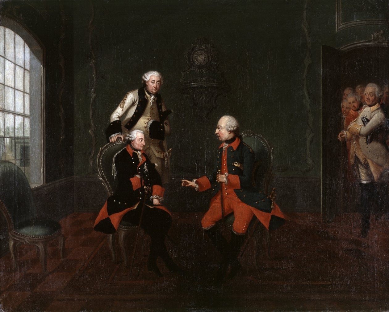 Begegnung zwischen Friedrich der Große ja Kaiser Joseph II. Neißessä tekijältä Friedrich Wilhelm Bock