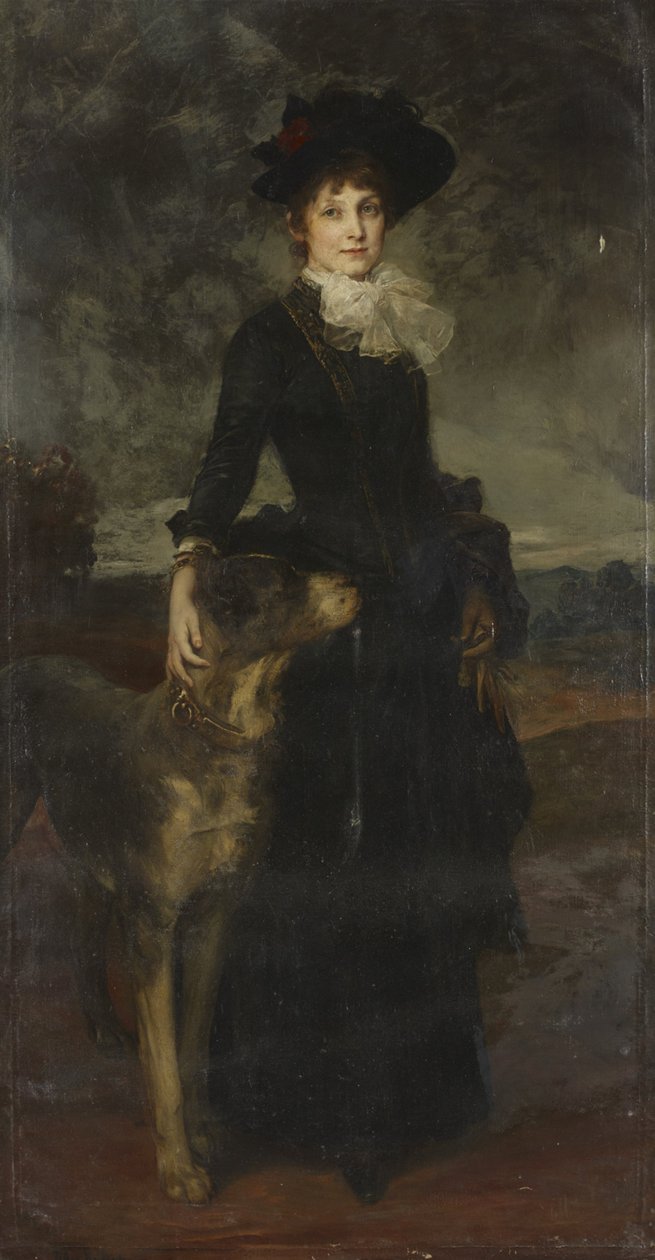 Mina Kaulbach Doggen kanssa tekijältä Friedrich August von Kaulbach