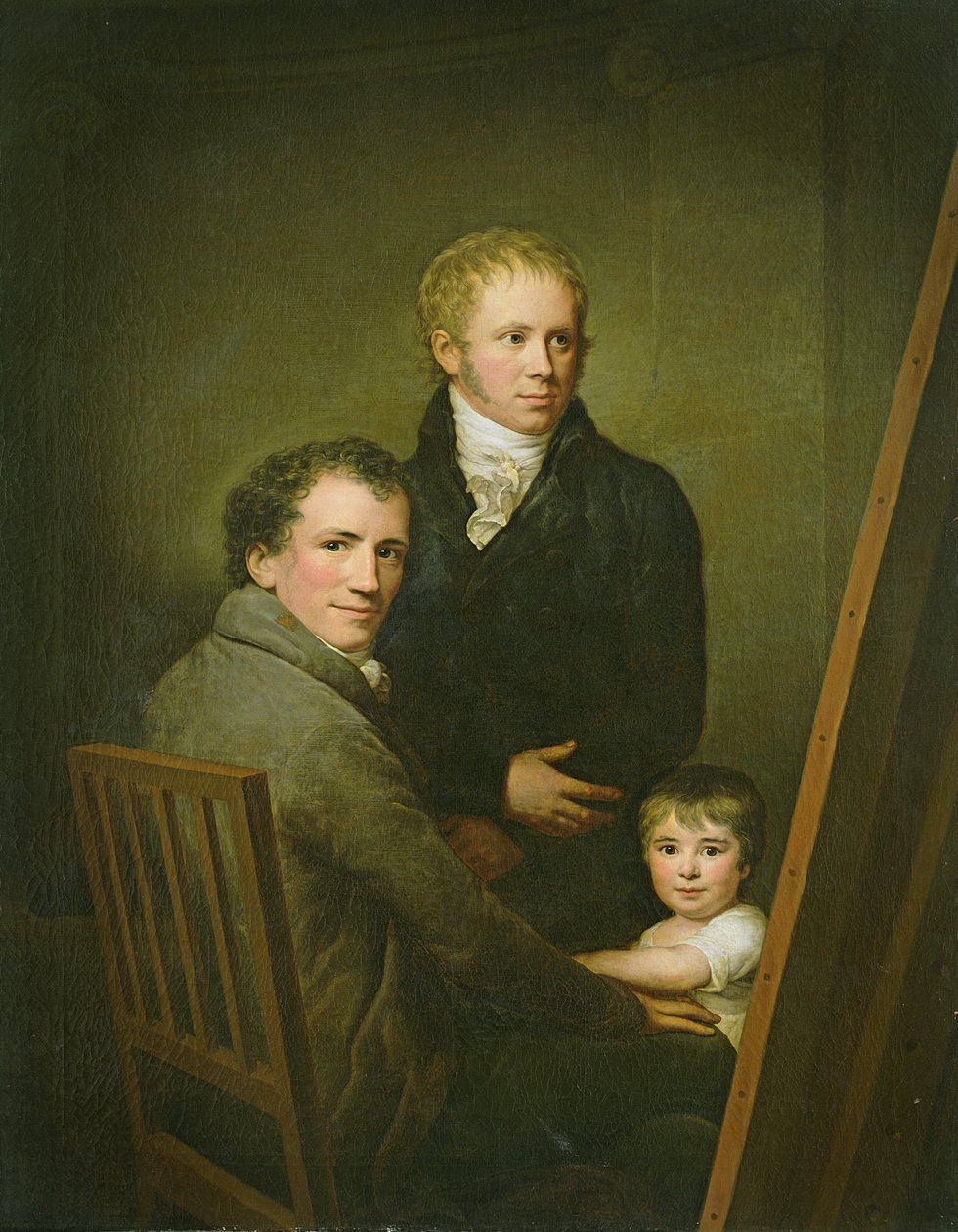 Omakuva kasvatustytär Lina Grogerin ja taidemaalari Heinrich Jakob Aldenrathin kanssa, n. 1801-15 tekijältä Friedrich Carl Groger