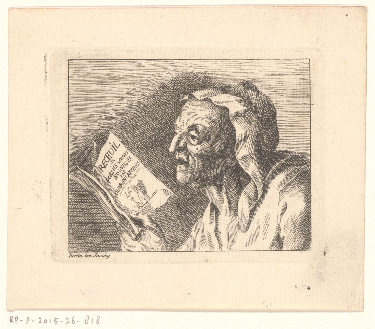Vanhan naisen rintakuva laulukirja käsissään tekijältä Friedrich Christian Gottlieb Geyser (possibly)
