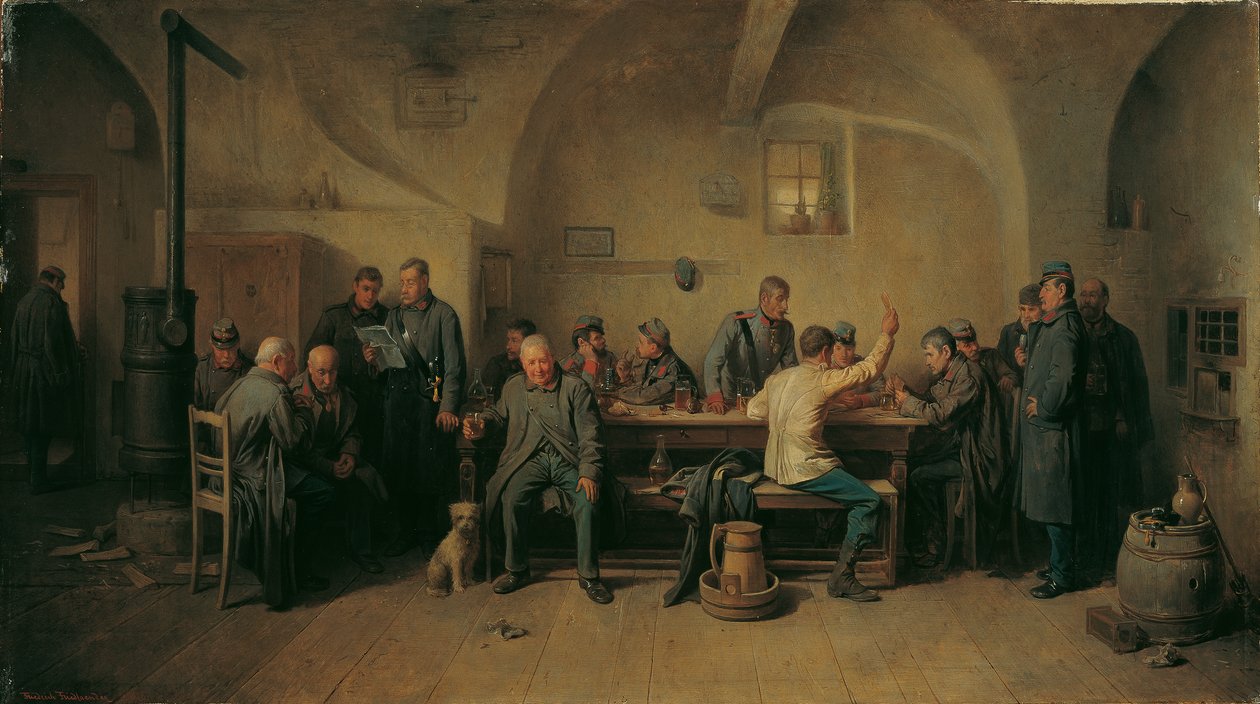 Sotilaat ruokalassa tekijältä Friedrich Friedländer Ritter von Malheim