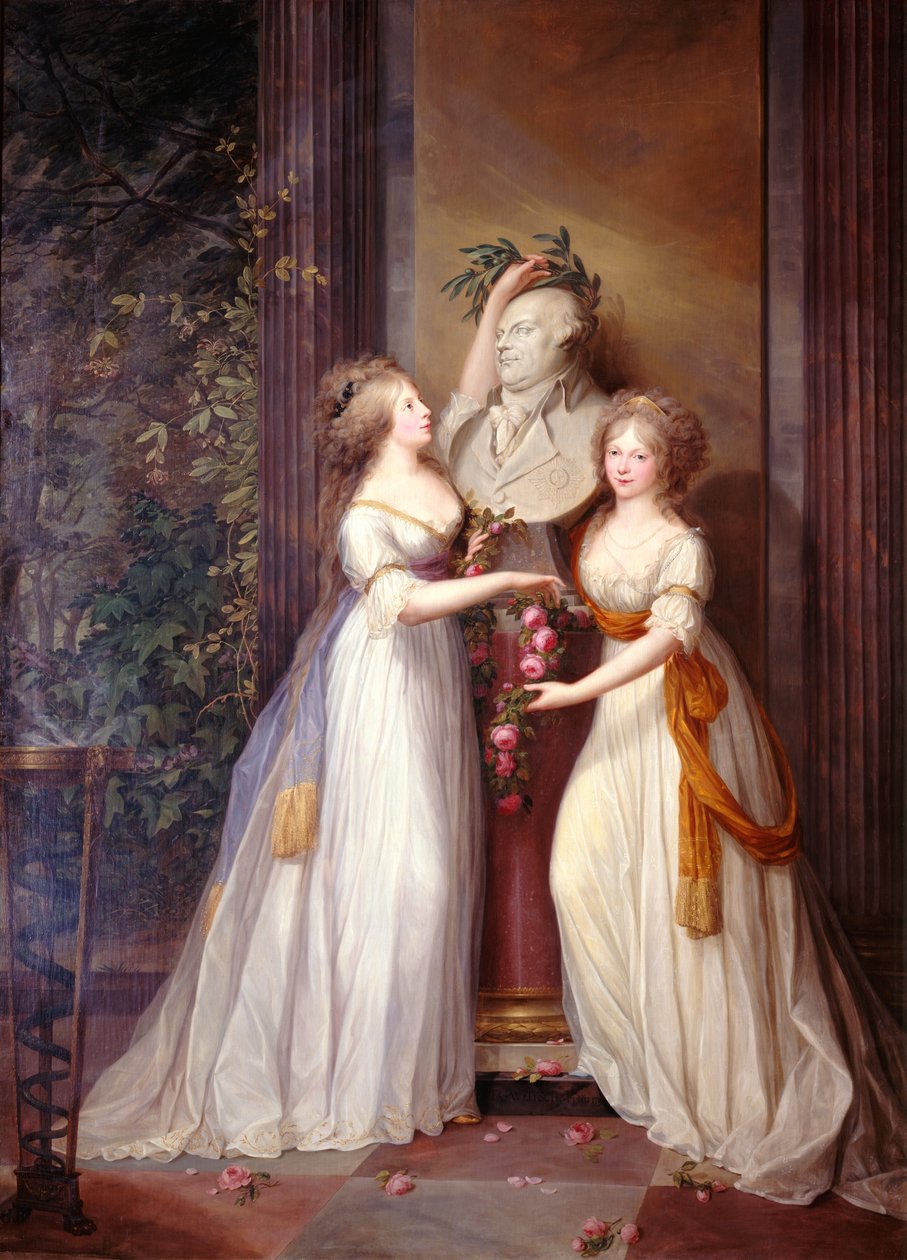 Luise und Friederike an der Büste Friedrich Wilhelms II tekijältä Friedrich Georg Weitsch