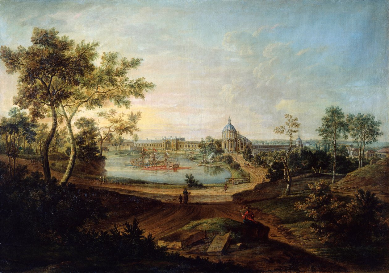 Näkymä Suuresta palatsista Oranienbaumissa, 1758. tekijältä Friedrich Hartmann Barisien
