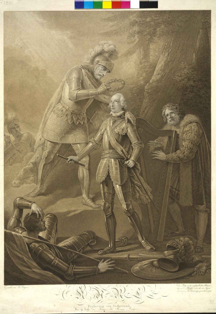 Habsburgin kuningas Rudolf I kruunasi arkkiherttua Kaarlen tekijältä Friedrich Heinrich Fuger