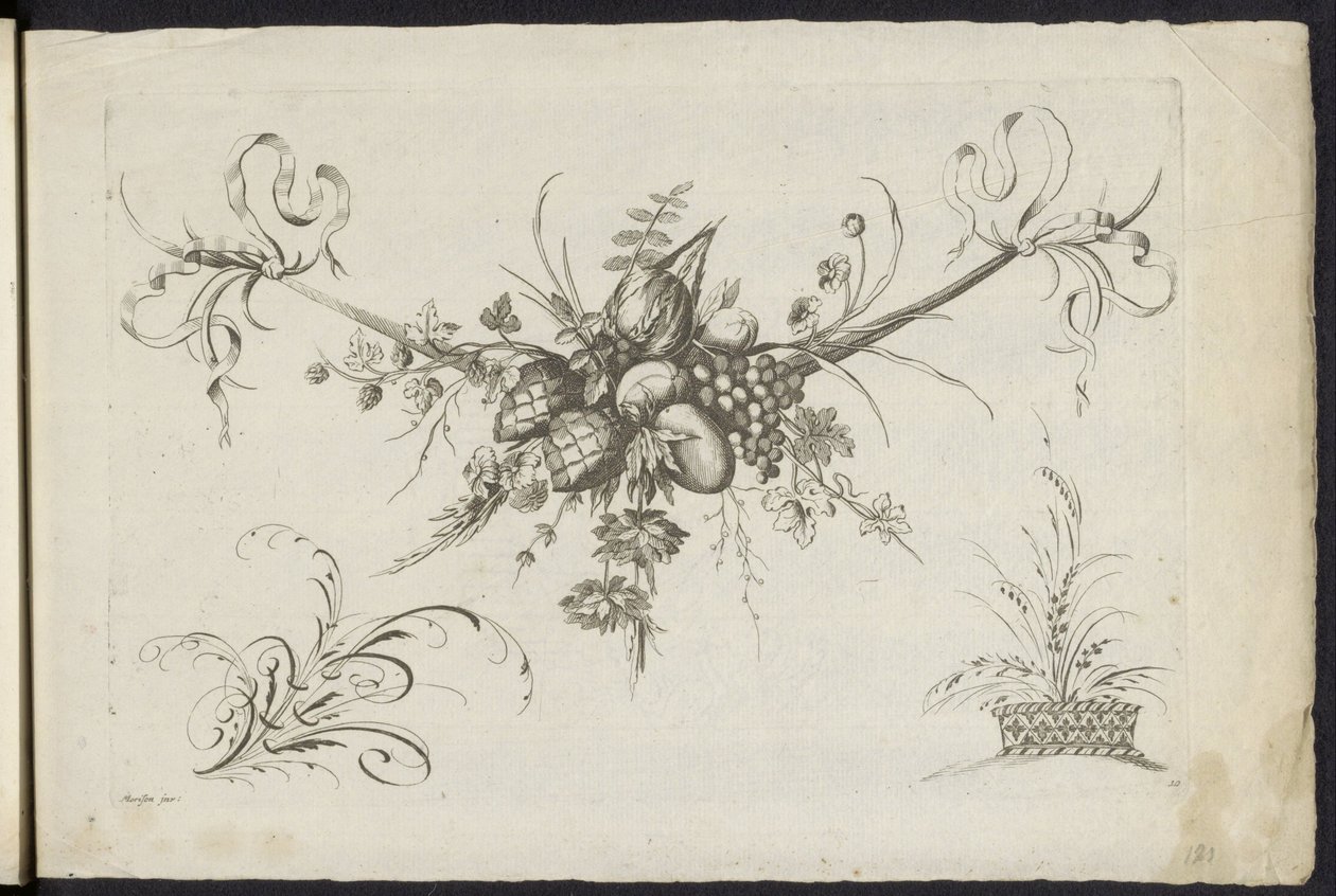 Festool van vruchten, bladeren en bloemen Erilainen uusi kukkien ja hedelmien juhla (sarjan nimi) tekijältä Friedrich Jacob Morisson