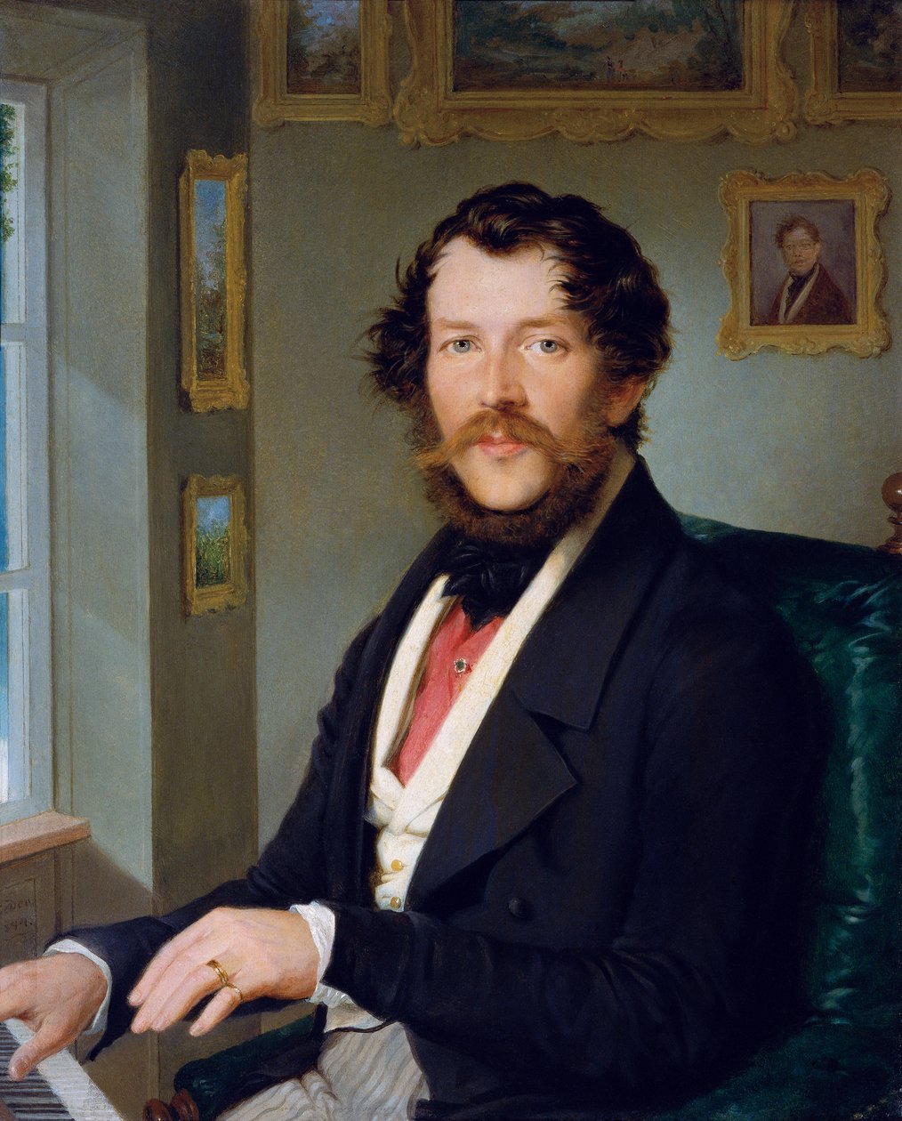 Muotokuva herrasmiehestä pianon edessä tekijältä Friedrich Johann Gottlieb Lieder