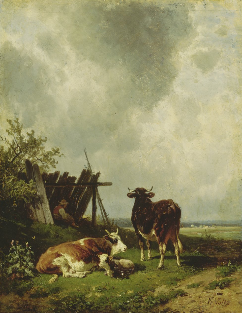 Lehmät, 1800-luku tekijältä Friedrich Johann Voltz