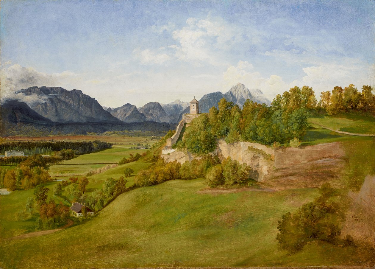 Mönchsberg Salzburgissa Josefsturmin kanssa tekijältä Friedrich Loos
