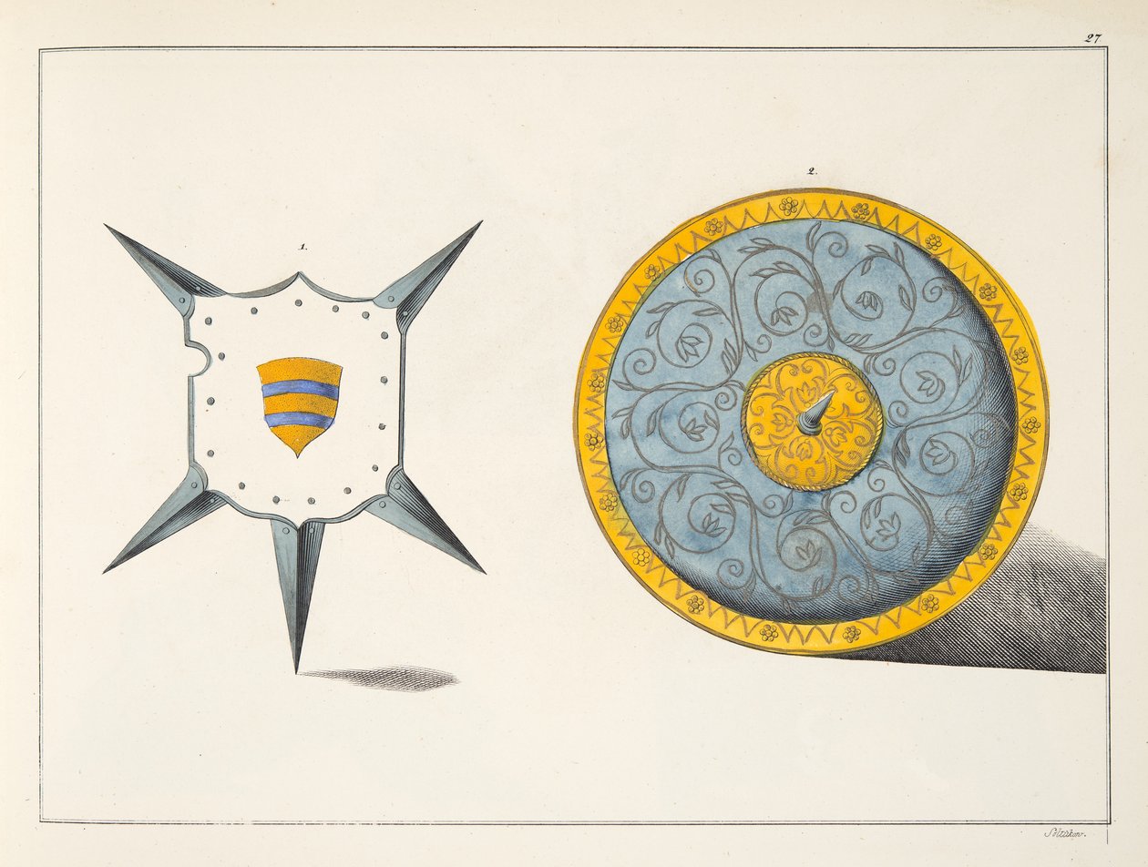 Kilvet, levy julkaisusta "A History of the Development and Customs of Chivalry", kirjoittanut tohtori Franz Kottenkamp, julkaissut Carl Hoffmann, 1842 tekijältä Friedrich Martin von Reibisch