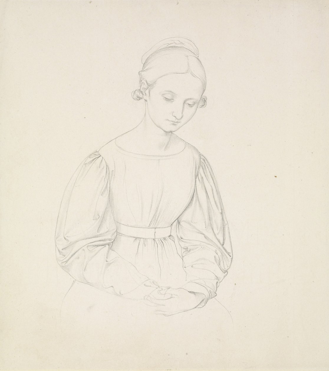 Taiteilijan vaimon muotokuva Nina, n. 1830 (grafiitti paperille) tekijältä Friedrich Overbeck