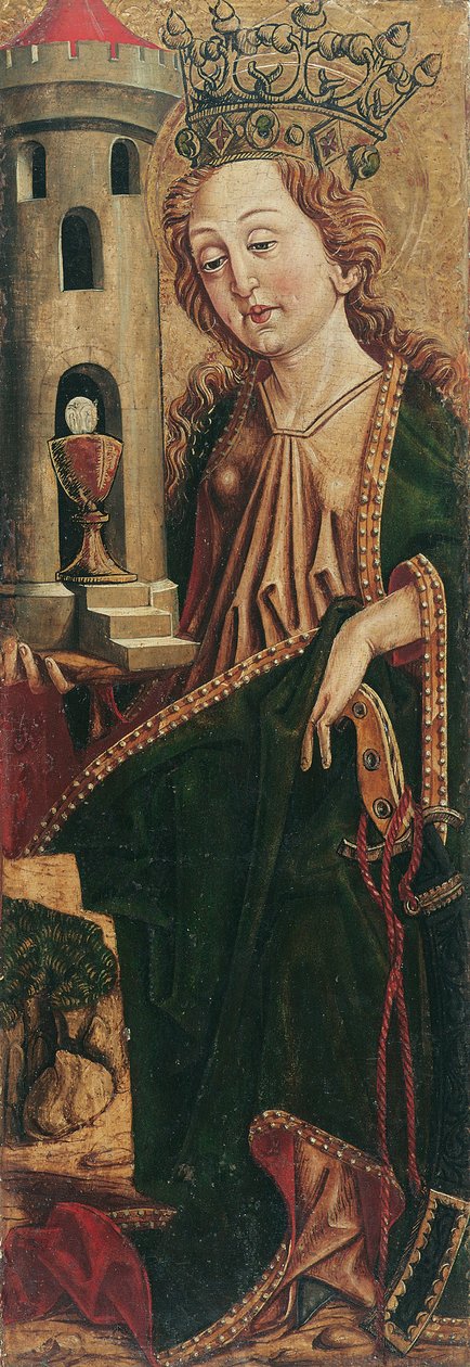 St. Barbara (sisällä) ja St. Cassian (ulkopuolella) tekijältä Friedrich Pacher (Umkreis)