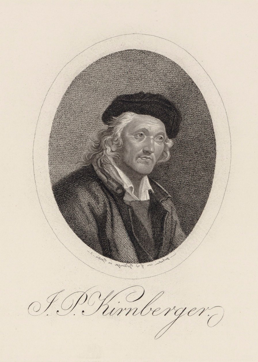 Säveltäjä Johann Philipp Kirnbergerin muotokuva 1721-1783. tekijältä Friedrich Wilhelm Bollinger