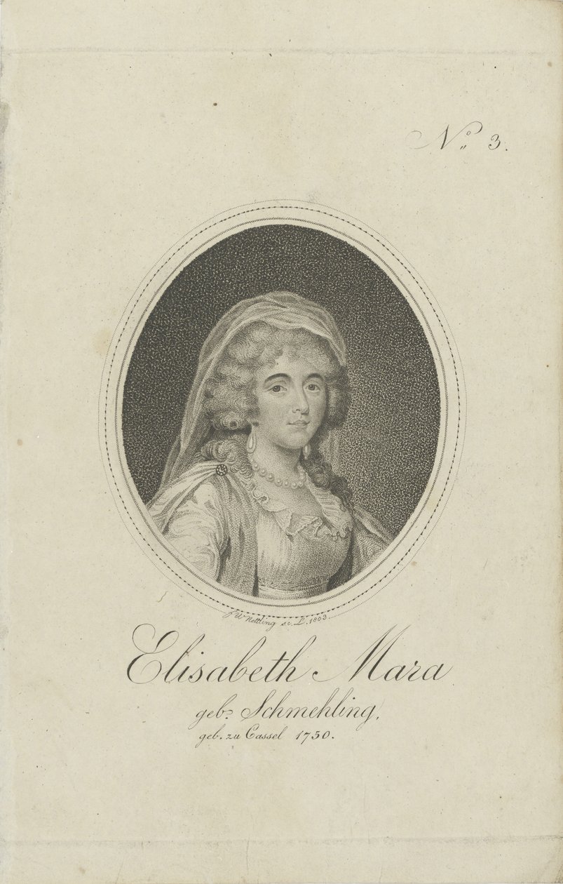 Gertrud Elisabeth Mara, os. Schmeling 1749-1833, 1803. tekijältä Friedrich Wilhelm Nettling