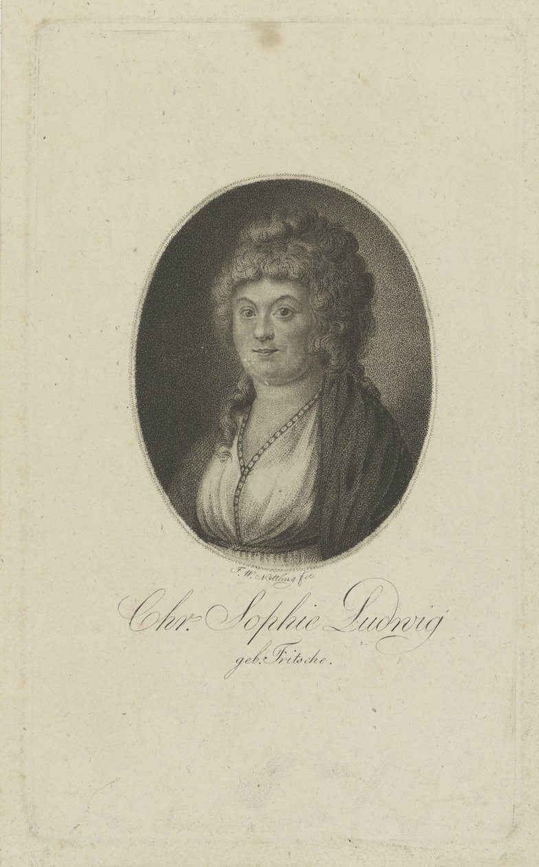 Muotokuva kirjailijasta Christiane Sophie Ludwig, os. Fritsche 1764-1815, n. 1810 tekijältä Friedrich Wilhelm Nettling