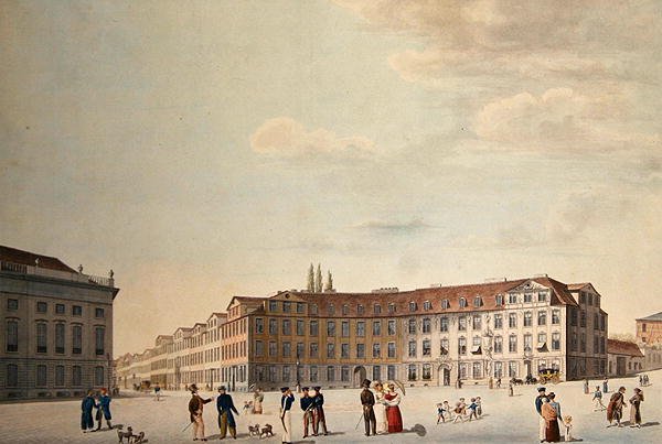 Kuninkaan aukio Kasselissa (kynä ja akvarelli paperille) tekijältä Friedrich Wilhelm Selig