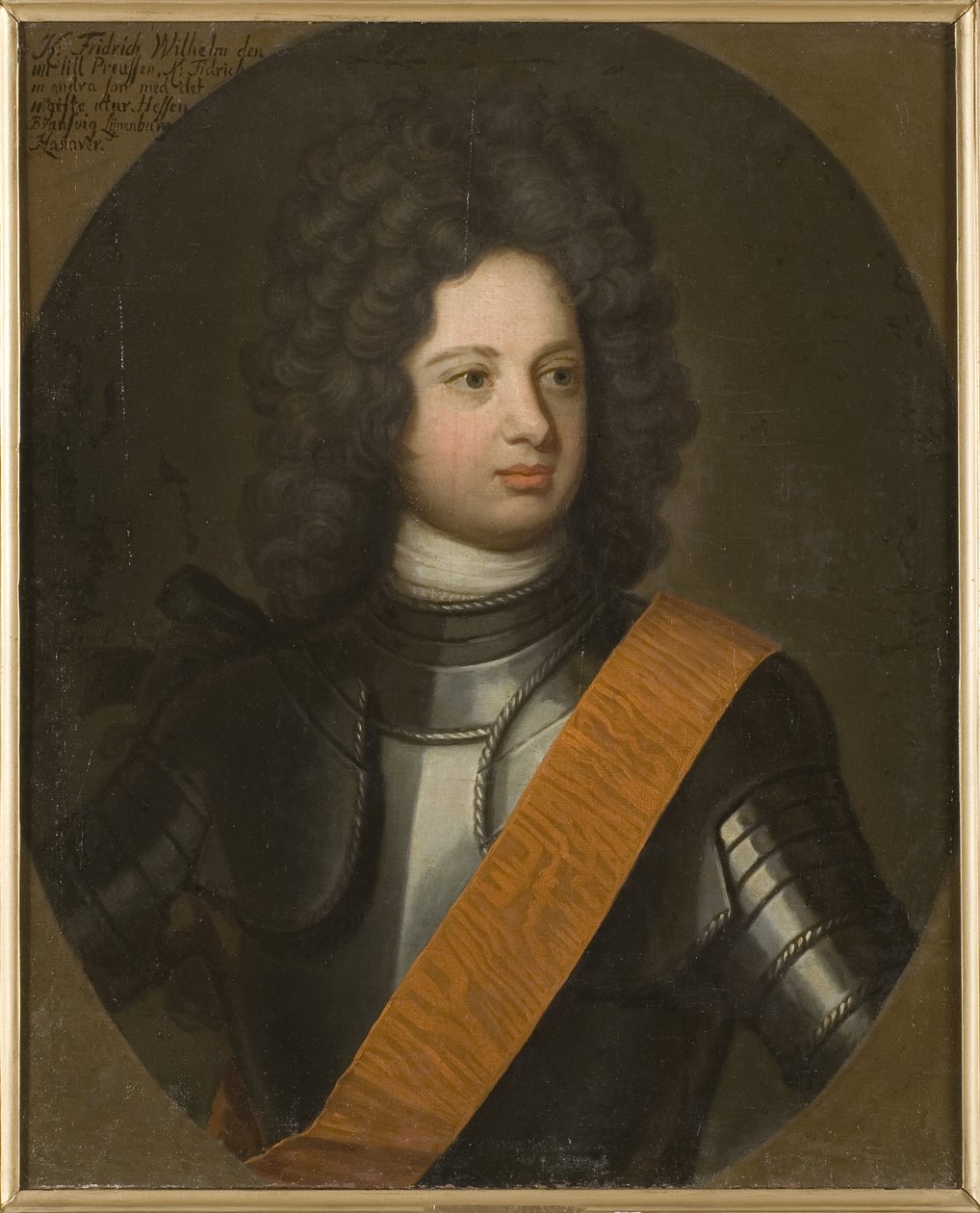 Frederic Guillaume I de Prusse, dit le roi sergent - Portrait of Frederick William I (1688-1740), Preussin kuningas, Weidemann, Friedrich Wilhelm (1668-1750). Öljy kankaalle, 1700-luvun alku. Mitat : 88,5x73,5 cm. Tukholman kansallismuseo tekijältä Friedrich Wilhelm Weidemann