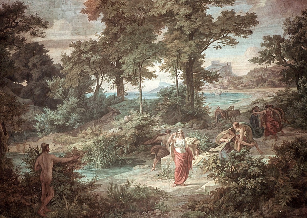 Odysseus ja Nausicaa, kohtauksia Odysseiasta tekijältä Friedrich the Elder Preller